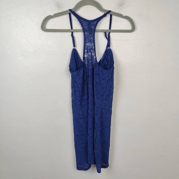 Victoria's Secret The Lacie Babydoll V-String Set Womens Large Navy Blue Lace - Picture 7 of 8